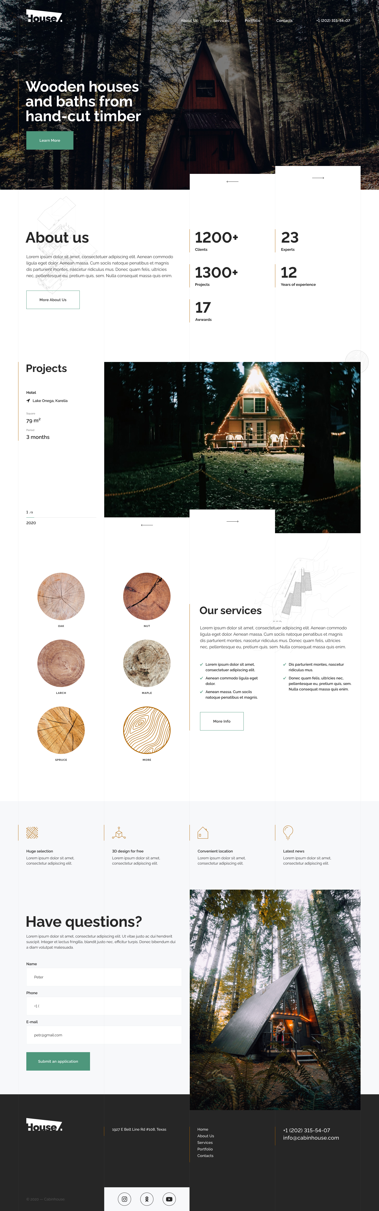 Cabin project. A bespoke website by Diafimis, with a unique design, a carefully planned structure and high-quality content prepared for SEO.