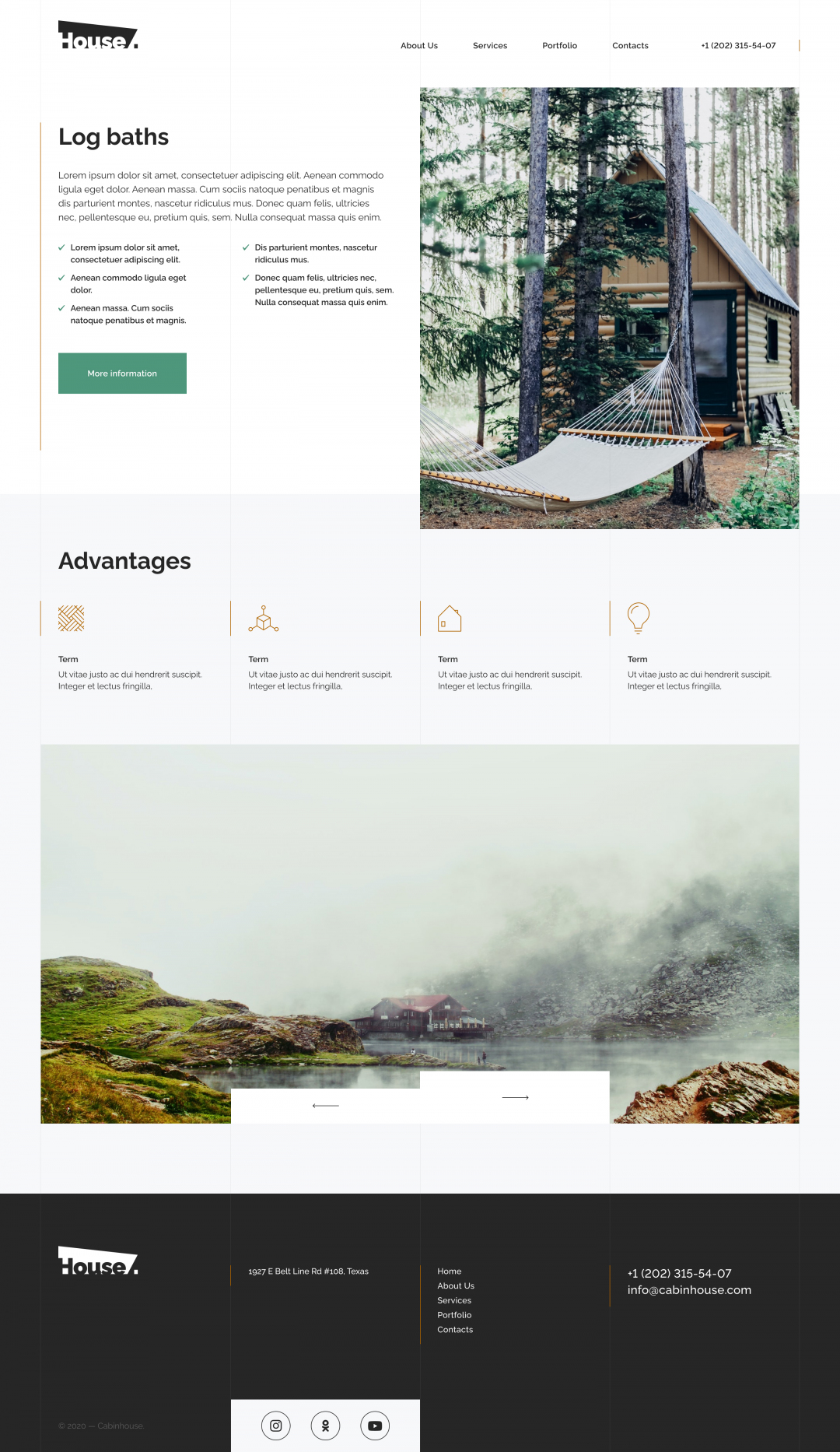 Cabin project. A bespoke website by Diafimis, with a unique design, a carefully planned structure and high-quality content prepared for SEO.