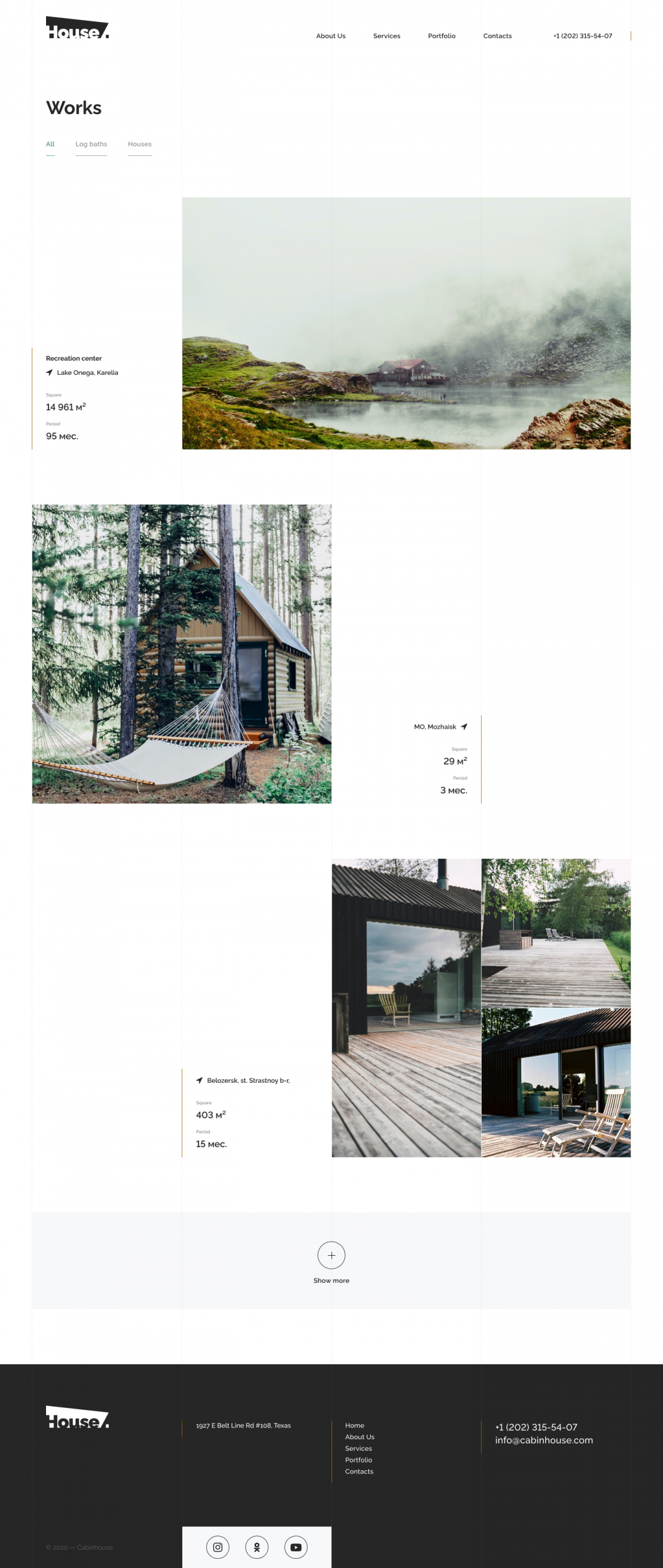 Cabin project. A bespoke website by Diafimis, with a unique design, a carefully planned structure and high-quality content prepared for SEO.