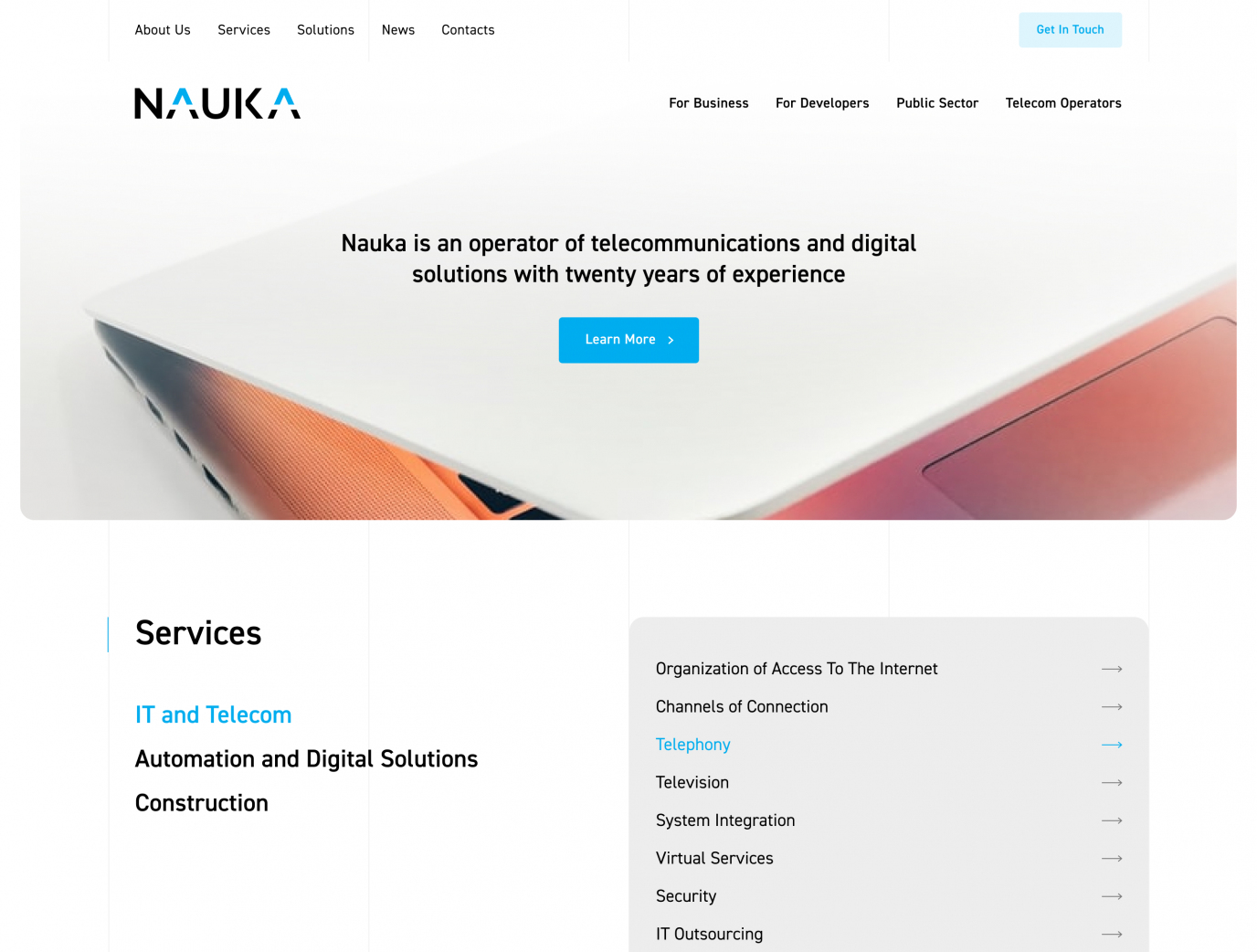 Nauka project. A bespoke website by Diafimis, with a unique design, a carefully planned structure and high-quality content prepared for SEO.
