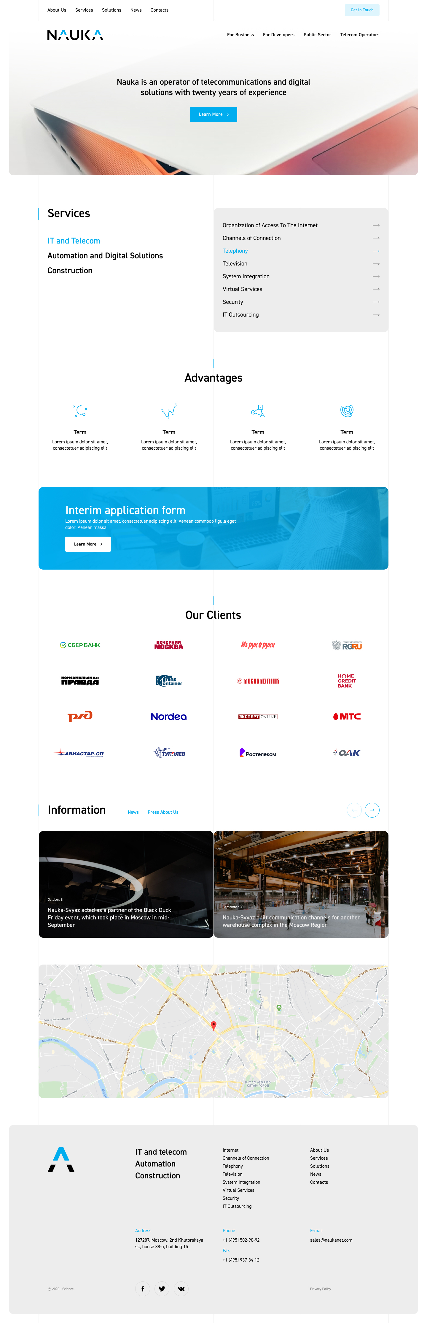 Nauka project. A bespoke website by Diafimis, with a unique design, a carefully planned structure and high-quality content prepared for SEO.