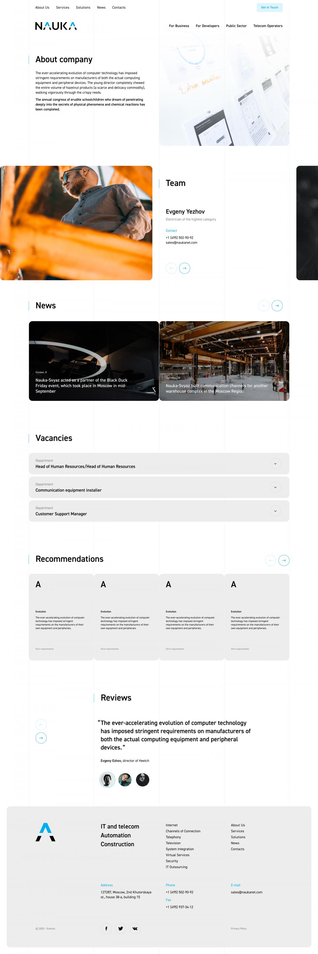 Nauka project. A bespoke website by Diafimis, with a unique design, a carefully planned structure and high-quality content prepared for SEO.