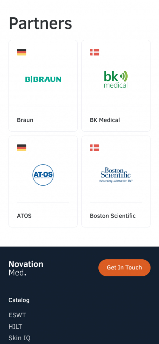 Novation-med project. A bespoke website by Diafimis, with a unique design, a carefully planned structure and high-quality content prepared for SEO.