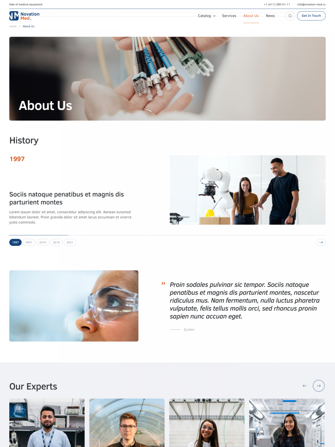 Novation-med project. A bespoke website by Diafimis, with a unique design, a carefully planned structure and high-quality content prepared for SEO.