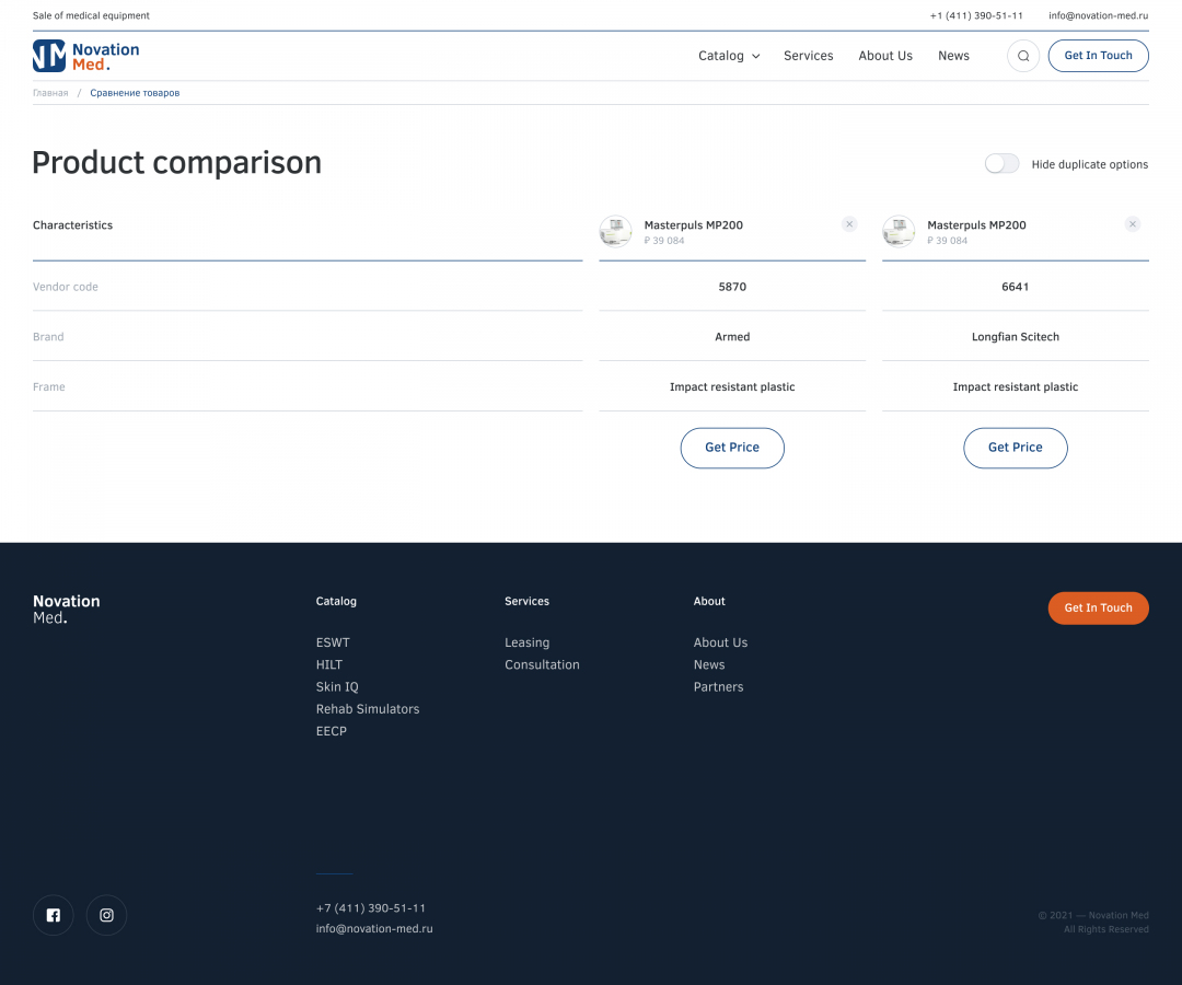Novation-med project. A bespoke website by Diafimis, with a unique design, a carefully planned structure and high-quality content prepared for SEO.