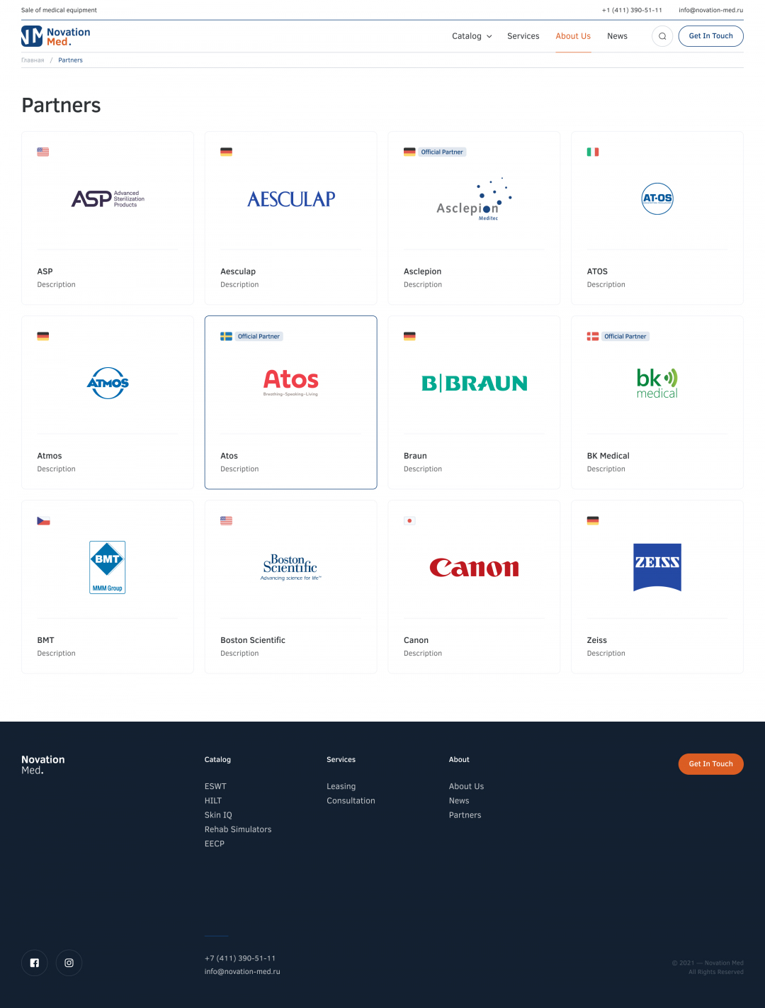 Novation-med project. A bespoke website by Diafimis, with a unique design, a carefully planned structure and high-quality content prepared for SEO.