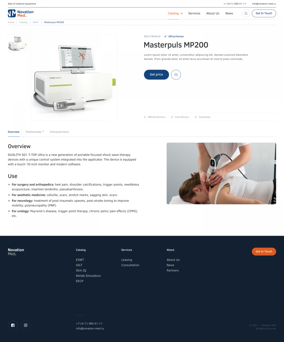 Novation-med project. A bespoke website by Diafimis, with a unique design, a carefully planned structure and high-quality content prepared for SEO.